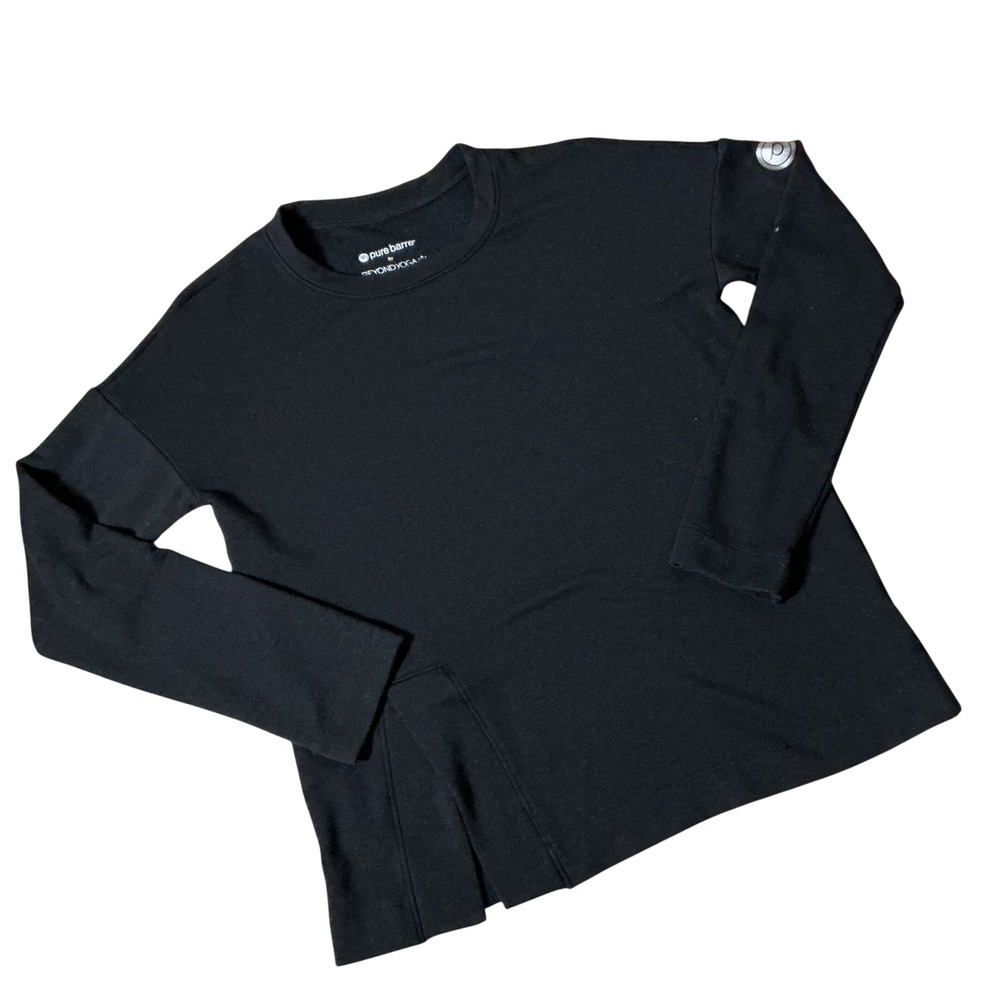 Pure Barre Beyond Yoga Long Sleeve Top Womens Small Black Activewear Crew Neck